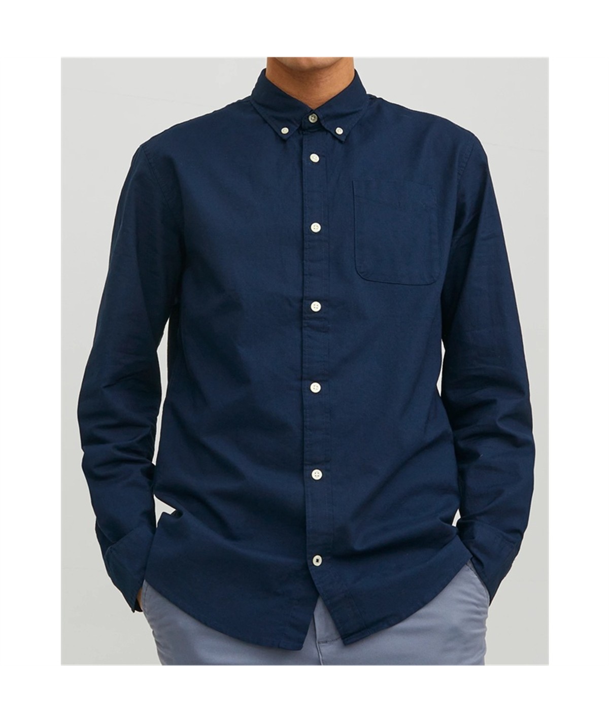 camicia oxford blu jack jones 1