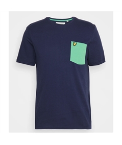 TS831VOG t-shirt contrast pocket lyle scott navy 1